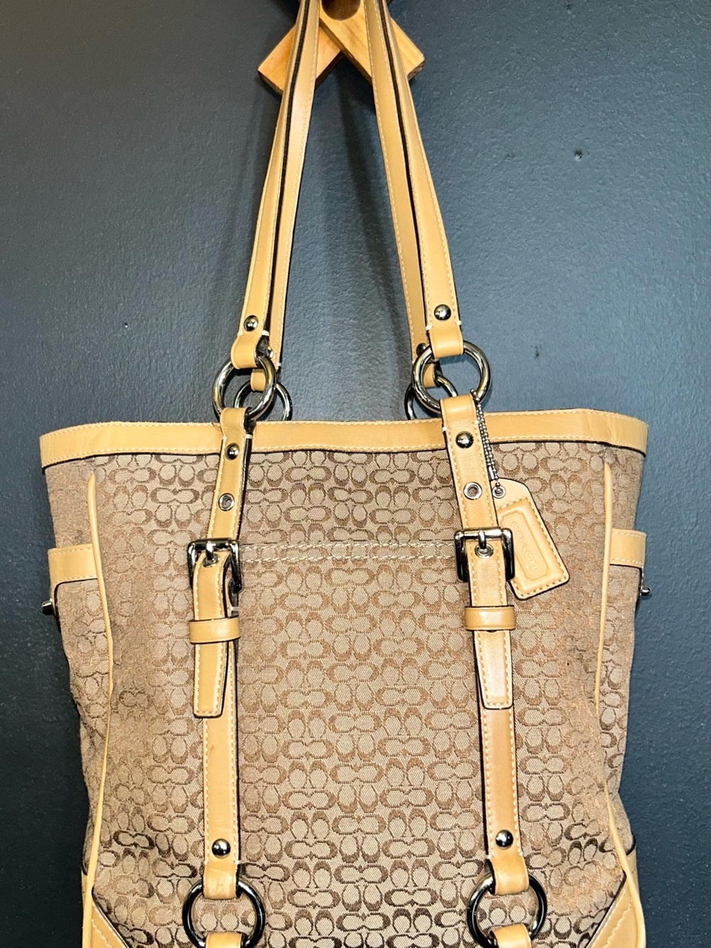 Coach Signature Jacquard Leather Gallery Shoulder Tote Bag Iconic Mini Kissing C - Picture 16 of 16